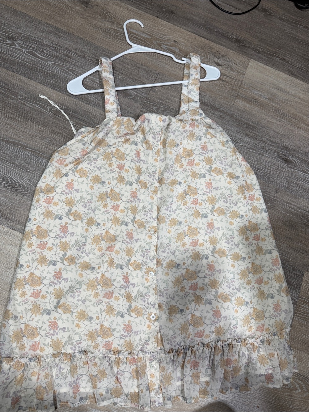 Women's Cream Floral Sundress with Ruffle Hem